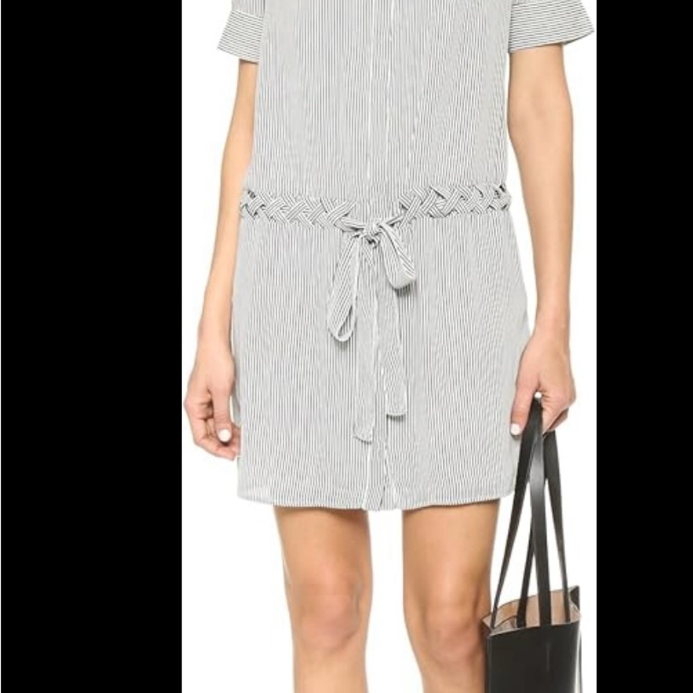 Gray Ribbed Tie Front Mini Dress